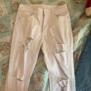 Shien jeans, white, rarely worn, ripped jeans, size 6 medium